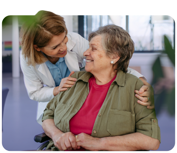 doctor and patient smiling together